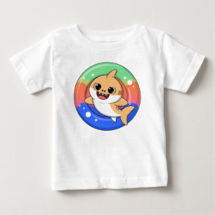 Camiseta Para Bebê Bebê Tubarão Fofo Com Flutuador