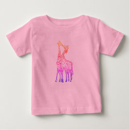 Camiseta Para Bebê Bebê Tutu Bodyfato, Rosa Beautifuk Girafas Art