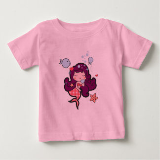 Camiseta Para Bebê Bebê tutu com bifurcação rosa com sereia kawaii