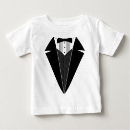 Camiseta Para Bebê Bebê Tuxedo, Preto + Branco