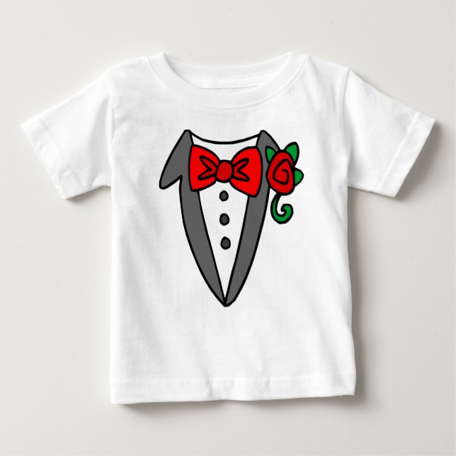 Camiseta Para Bebê Bebê Tuxedo/t-shirt infantil (Frente)