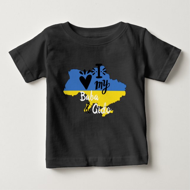 Camiseta Para Bebê Bebê Ucraniano Eu Amo Minha Baba e Gido Clothing (Frente)