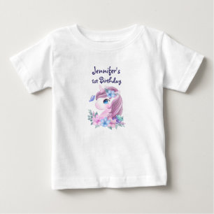 Camiseta Para Bebê Bebê-Unicórnio Bonito com Olhos Grandes Bebê de
