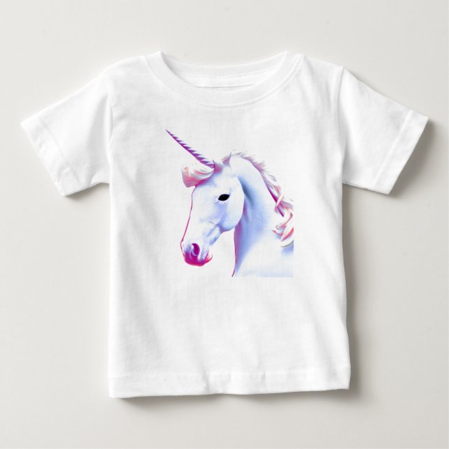 Camiseta Para Bebê Bebê Unicórnio Menina Fofa (Frente)
