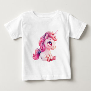 Camiseta Para Bebê Bebê Unicórnio Rosa – Design Mágico de Unicórnio