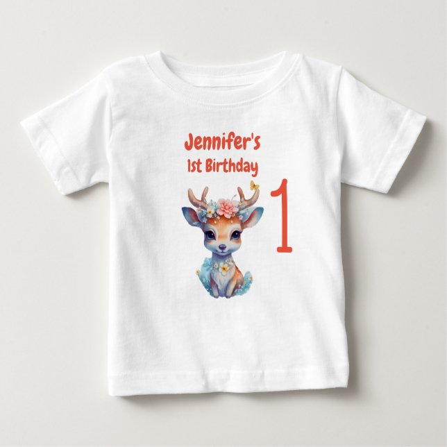 Camiseta Para Bebê Bebê veado com traficantes e primeiro aniversario  (Frente)