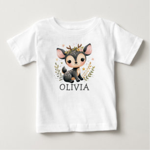 Camiseta Para Bebê Bebê Veado Fofo Personalizado