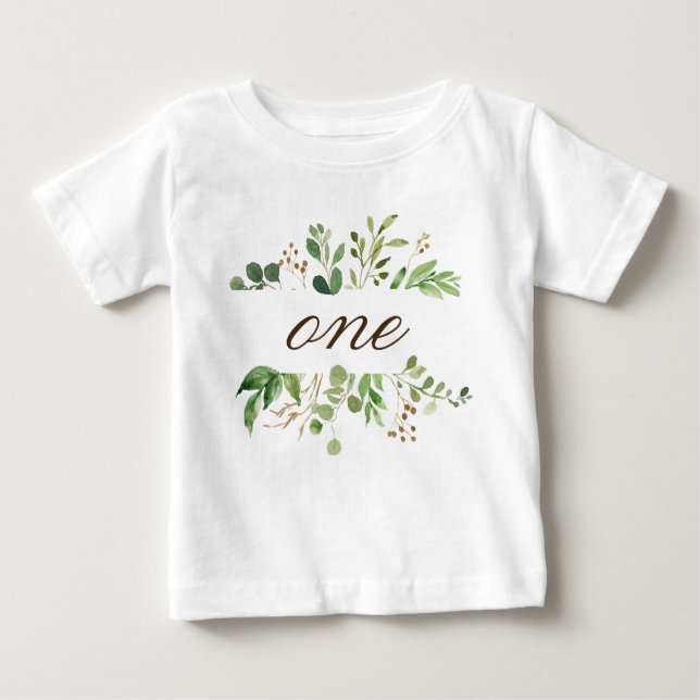 Camiseta Para Bebê Bebê verde de um ano (Frente)