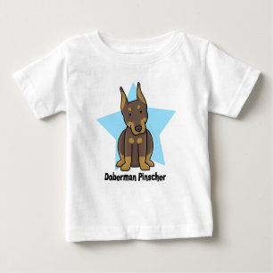 Camiseta Para Bebê Bebê vermelho do Pinscher do Doberman da estrela