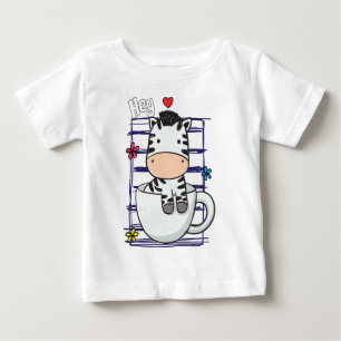 Camiseta Para Bebê bebê xícara de zebra