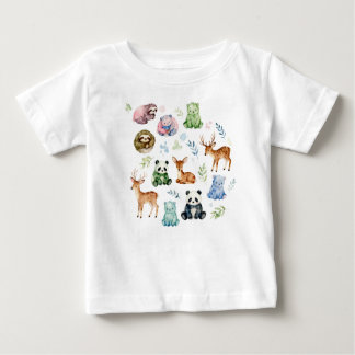 Camiseta Para Bebê Bébés animaux mignons aquarelle