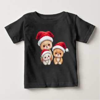 Camiseta Para Bebê Bebês bonitos na Arte nas Maravilhas de Natal
