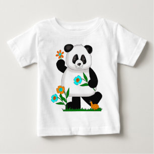 Camiseta Para Bebê Bebês Crianças Panda Com Flores 2