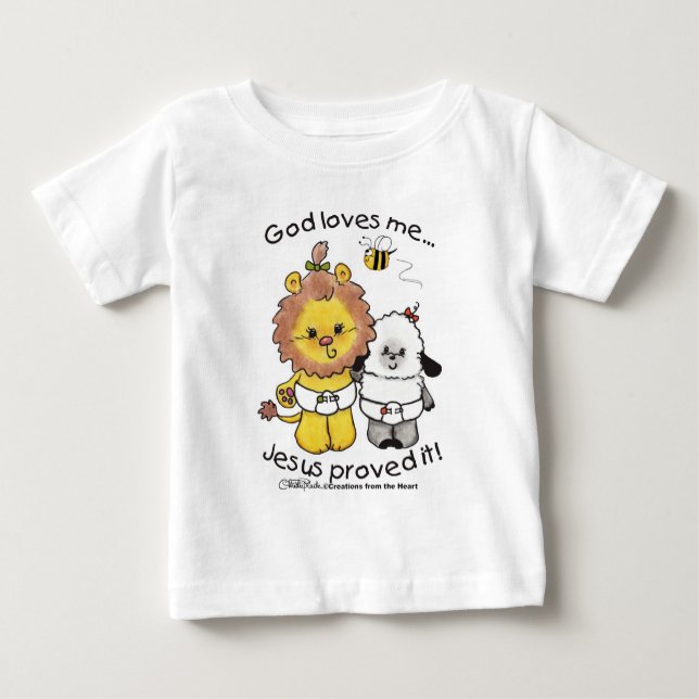 Camiseta Para Bebê Bebês de leão e de borrego (Frente)
