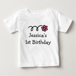 Camiseta Para Bebê Bebês primeiro aniversario Nome personalizado da