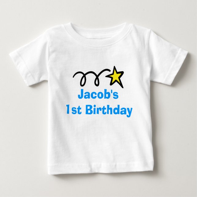 Camiseta Para Bebê Bebês primeiro aniversario | Personalizado com nom (Frente)