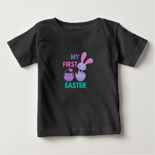 Camiseta Para Bebê Bebês Primeiro Coelho Engraçado Páscoa