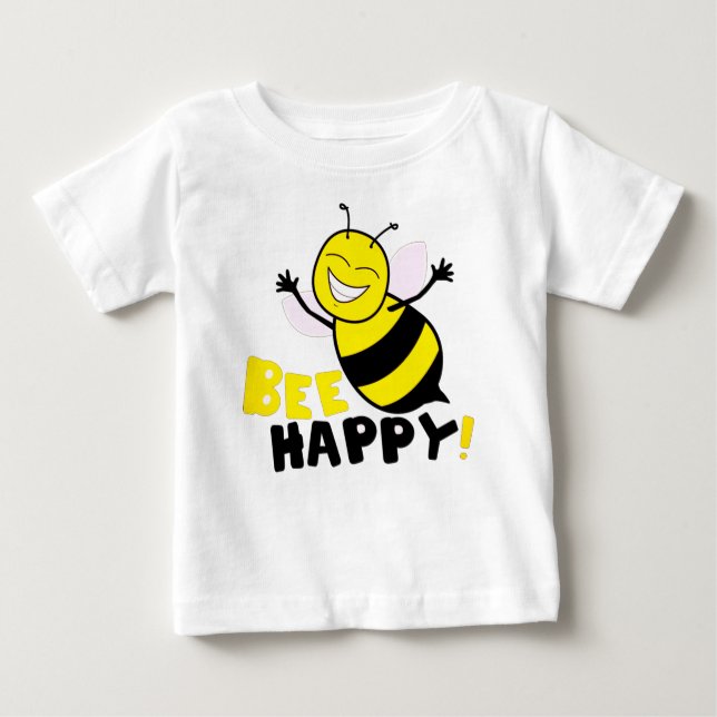 Camiseta Para Bebê Bee Happy (Frente)