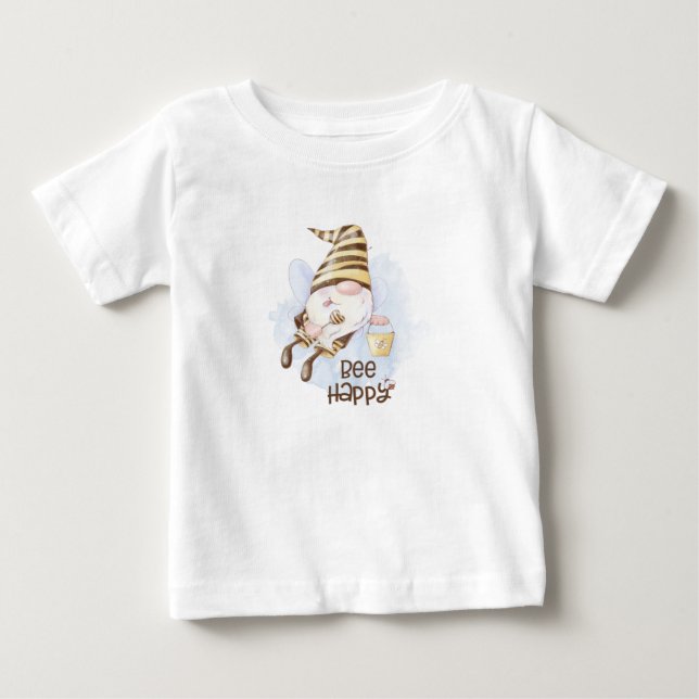 Camiseta Para Bebê Bee Happy (Frente)