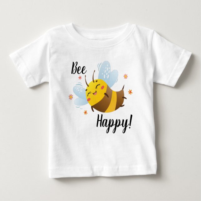 Camiseta Para Bebê Bee Happy Baby T-Shirt (Frente)