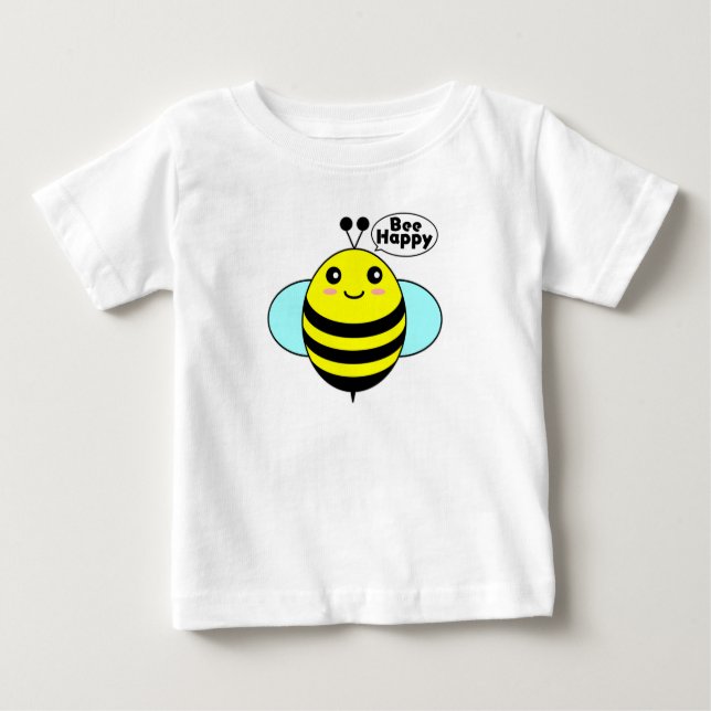 Camiseta Para Bebê Bee Happy T-Shirt (Frente)