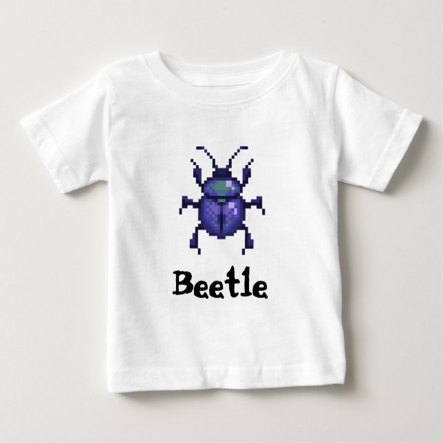 Camiseta Para Bebê Beetle purple pixel art (Frente)