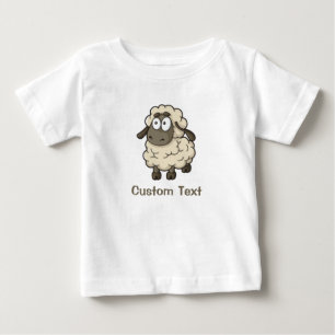 Camiseta Para Bebê Beige de Cartoon de Ovelha