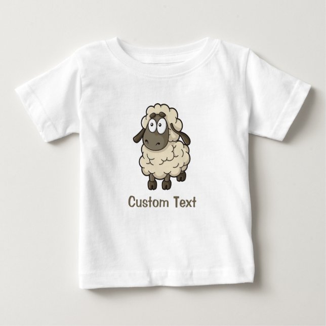 Camiseta Para Bebê Beige de Cartoon de Ovelha (Frente)