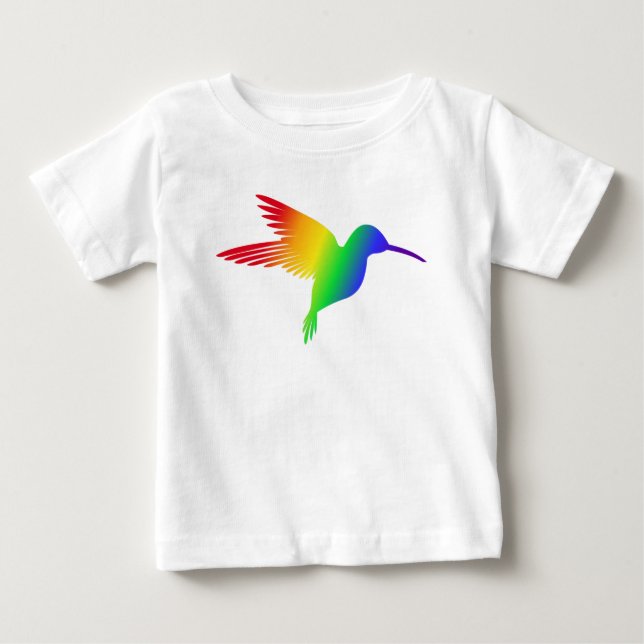Camiseta Para Bebê Beija-flor Arco-íris (Frente)