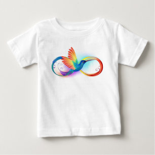 Camiseta Para Bebê Beija-flor Arco-íris com símbolo de Infinito