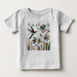 Camiseta Para Bebê Beija-flor com flores