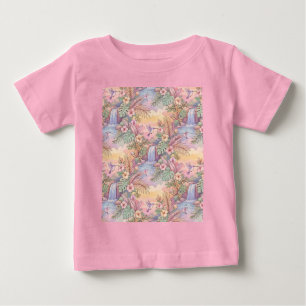 Camiseta Para Bebê Beija-flores Hibisco Cachoeira Alegre
