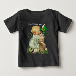 CAMISETA PARA BEBÊ BEIJA-ME EU SOU IRLANDÊS/BEBÊ, COELHO COM O CHAPÉU