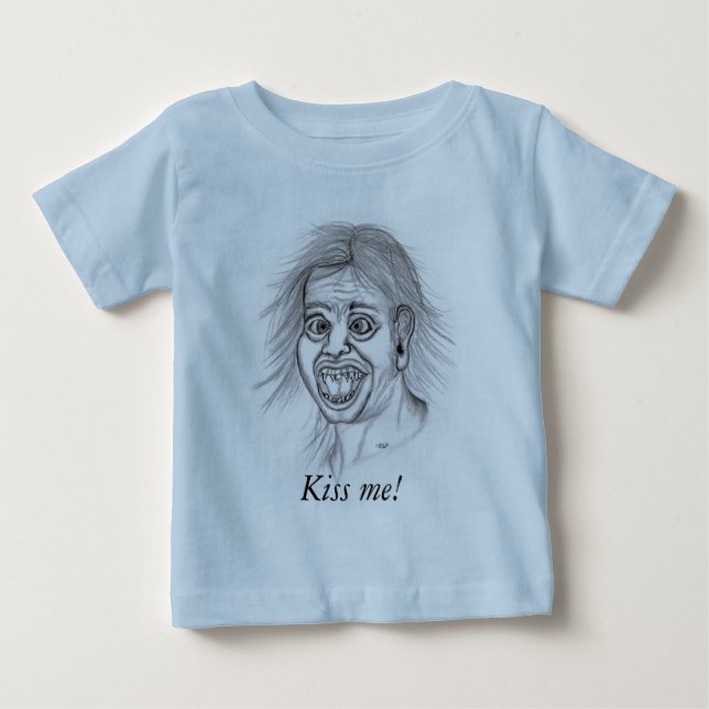 Camiseta Para Bebê Beije-me! - Bleistiftzeichnung (Frente)