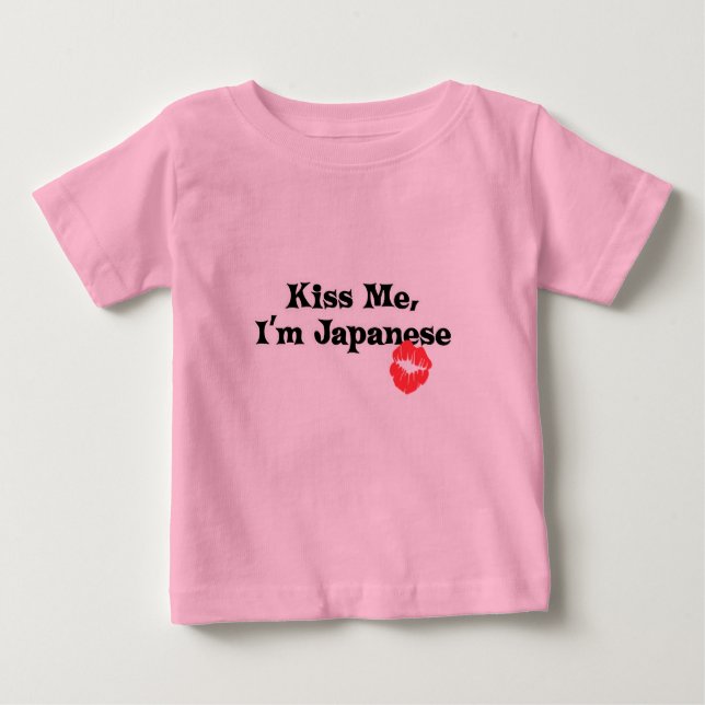 Camiseta Para Bebê Beije-me I' japonês de m (Frente)