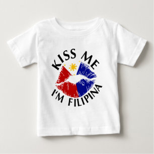 Camiseta Para Bebê Beije-me que eu sou filipina