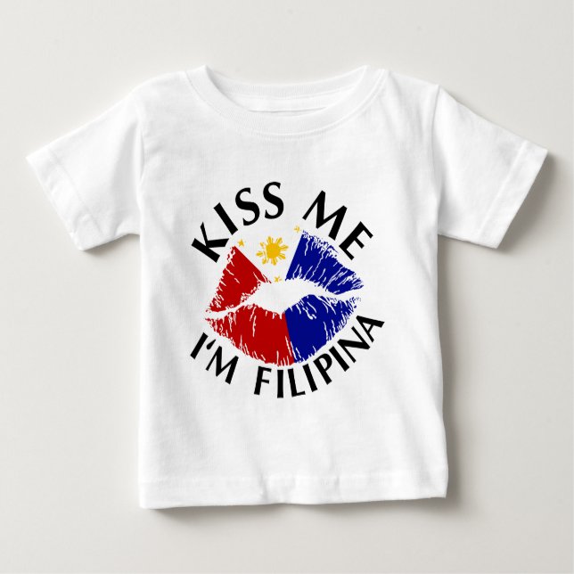 Camiseta Para Bebê Beije-me Sou Filipina (Frente)