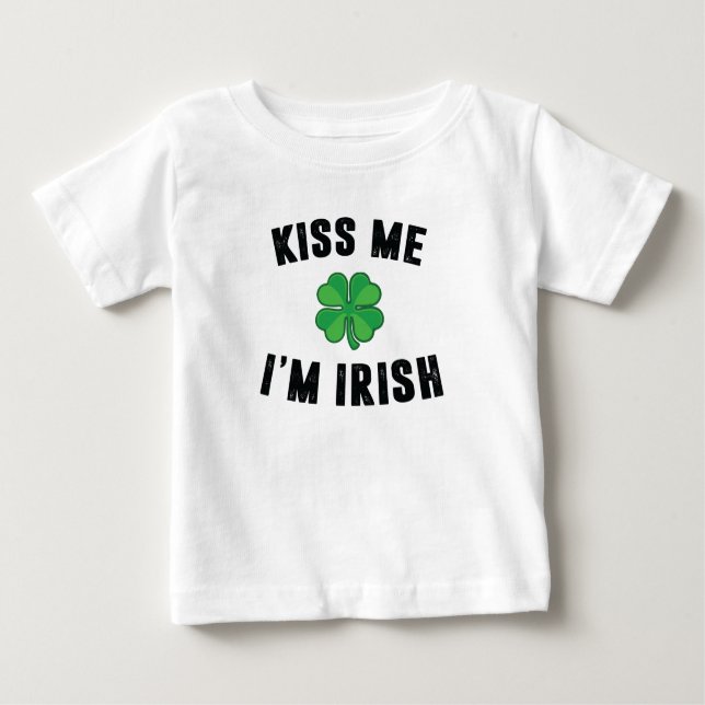 Camiseta Para Bebê Beije-me, sou irlandês (Frente)
