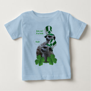 Camiseta Para Bebê Beije-me, sou irlandês, meercat