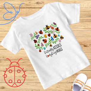 Camiseta Para Bebê Beijos de Borboleta, Abraços de Joaninha