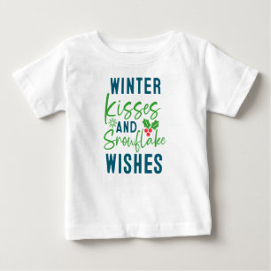 Camiseta Para Bebê Beijos de Inverno E Desejos de Floco de Neve-51963