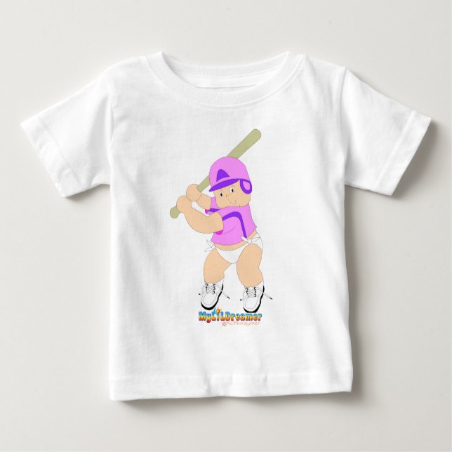 Camiseta Para Bebê Beisebol Batter Baby Girl (Frente)