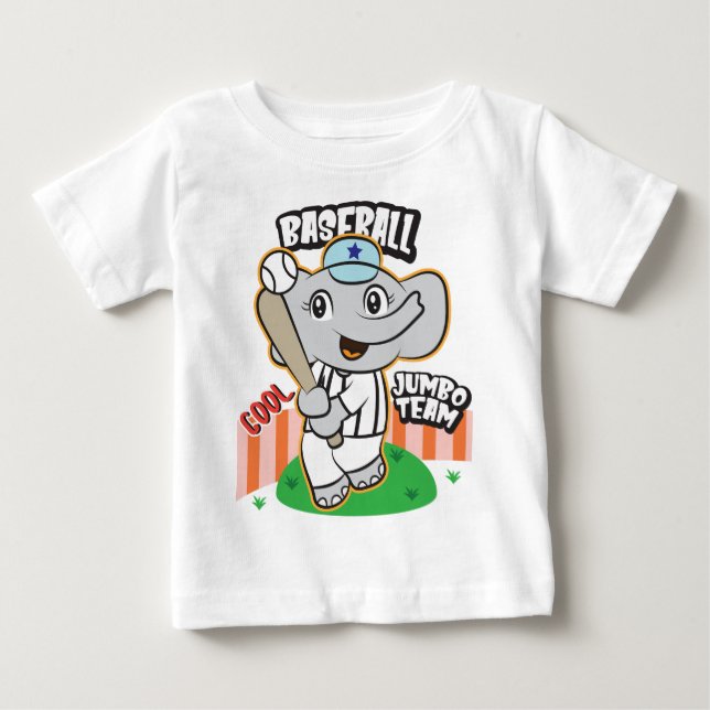 Camiseta Para Bebê Beisebol de elefante  (Frente)