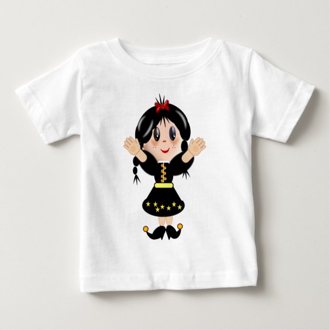 Camiseta Para Bebê Bela animação de menina feliz (Frente)