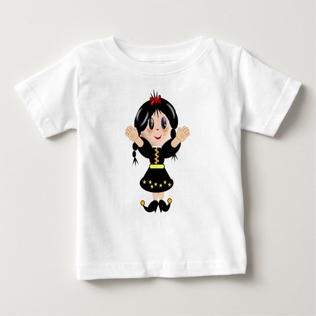 Camiseta Para Bebê Bela animação de menina feliz (Frente)