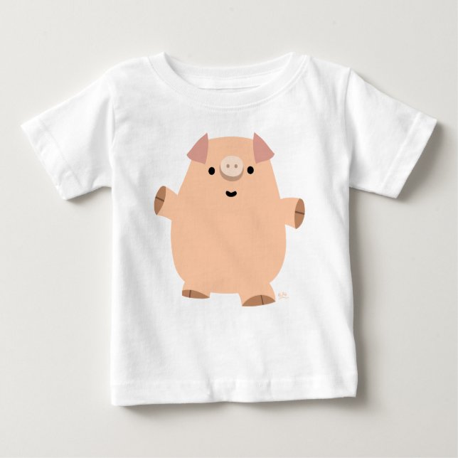 Camiseta Para Bebê Bela Brincadeira Cartoon Porco Bebê T-shirt (Frente)