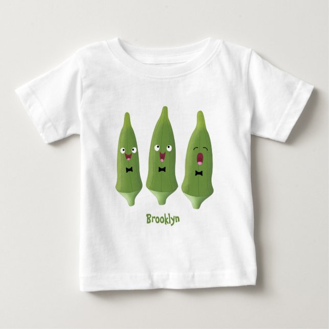 Camiseta Para Bebê Bela caricatura de okra (Frente)