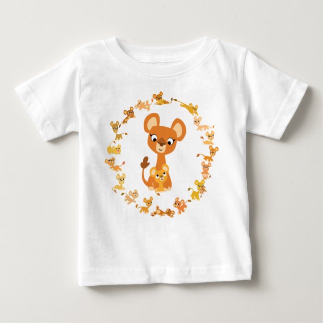 Camiseta Para Bebê Bela Caricatura Lionesses Mandala Baby T-Shirt (Frente)