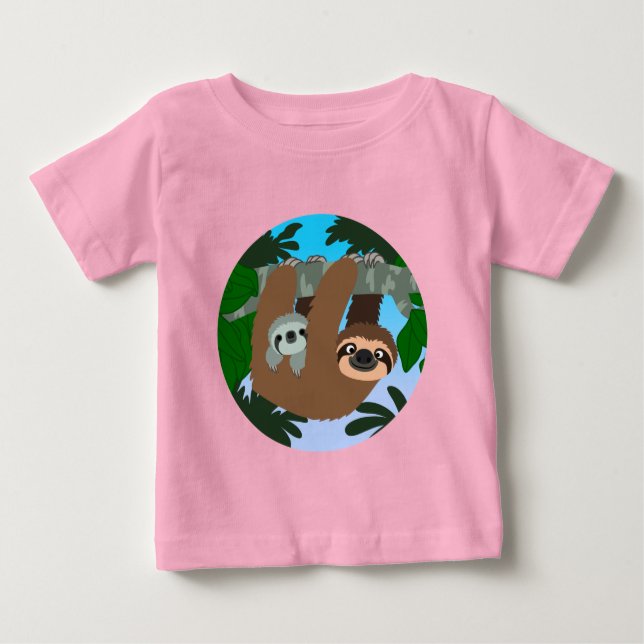 Camiseta Para Bebê Bela Caricatura Mãe Lama E Bebê (Frente)