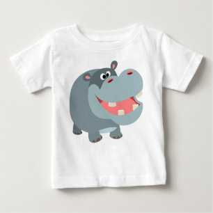Camiseta Para Bebê Bela Caricatura Sorridente Hippo Baby T-Shirt